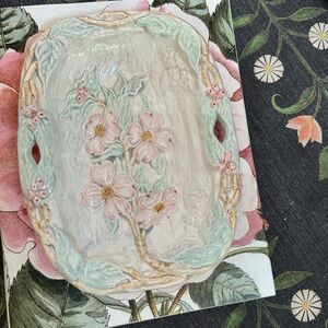Floral Hand-Painted Ceramic Decorative Platter